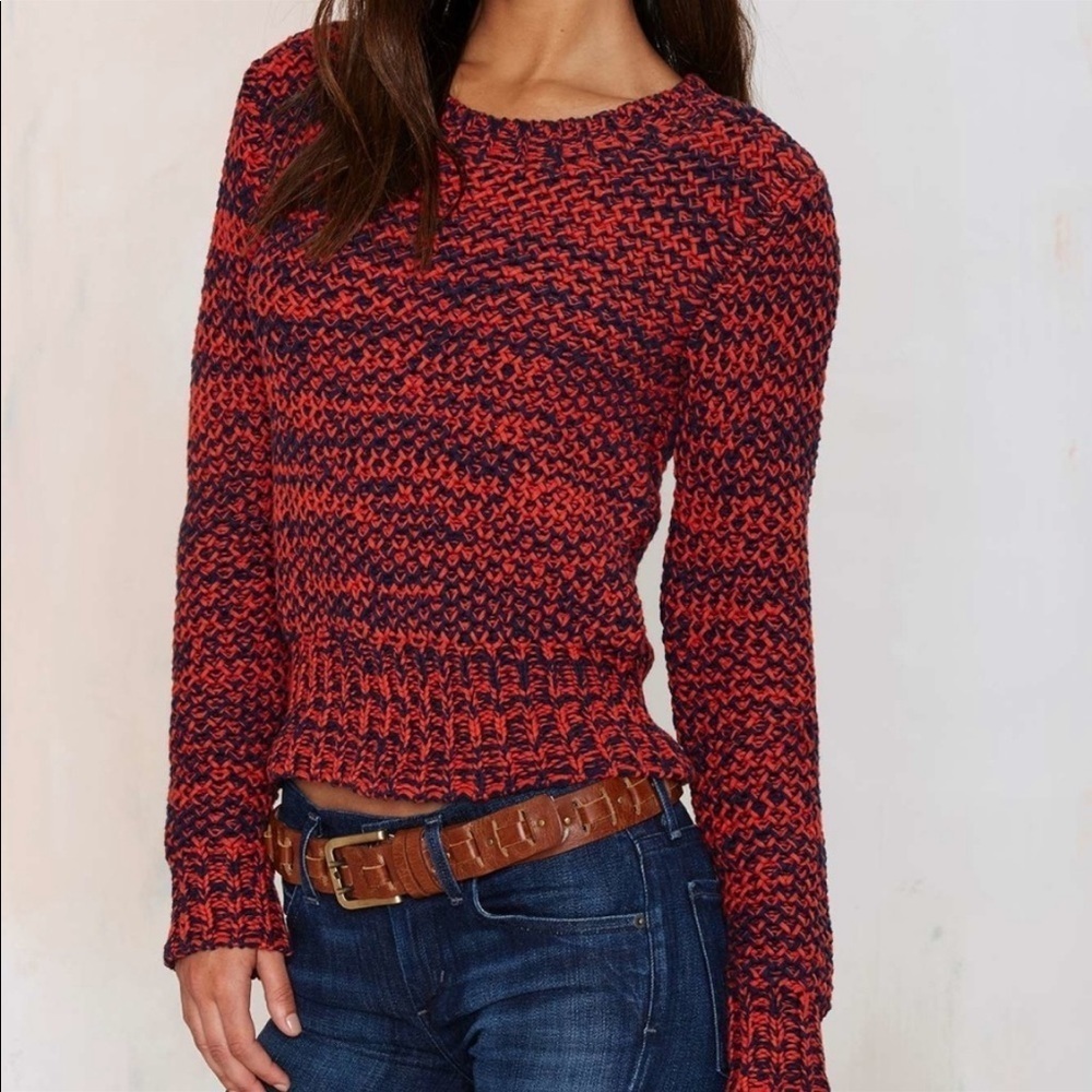J.O.A. Red Cotton Street Heat Chunky Sweater